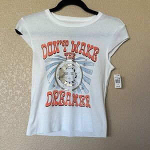 Threads on 9th White Tee with Celestial Graphic